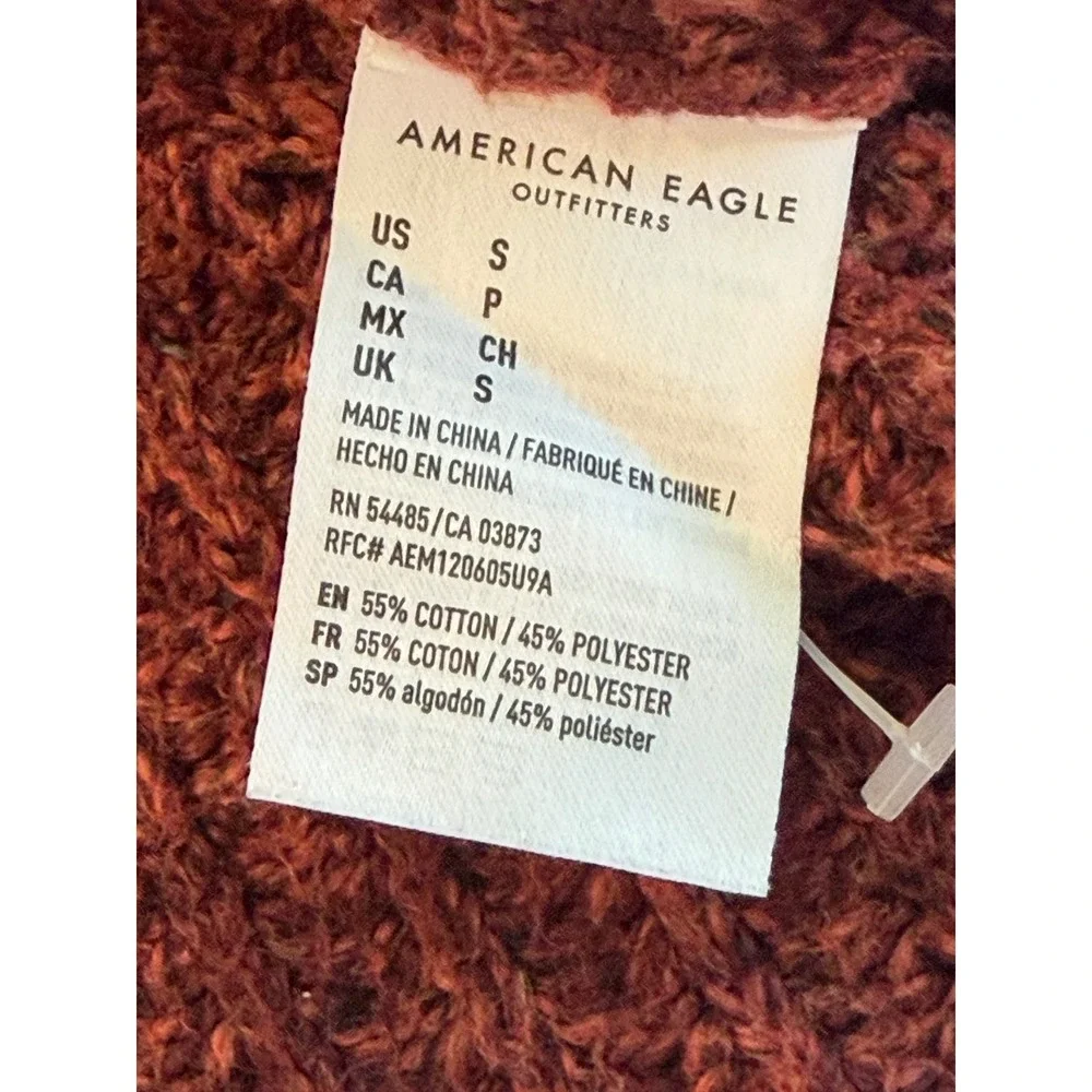 American Eagle Womens Rust Red Marl Knit Button Front‎ Cardigan Sweater Small